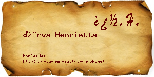 Árva Henrietta névjegykártya