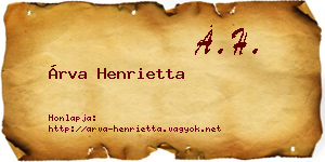 Árva Henrietta névjegykártya